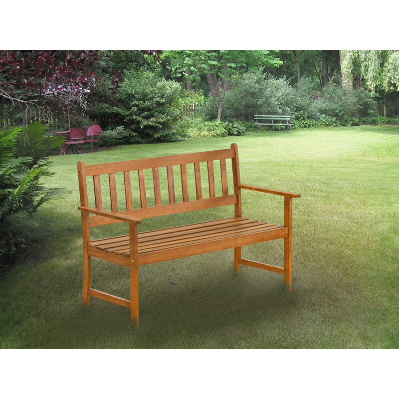 Banc de patio en bois avec dossier Belmont - Bois d'acacia, 48 x 22 x 33 pouces, huile naturelle