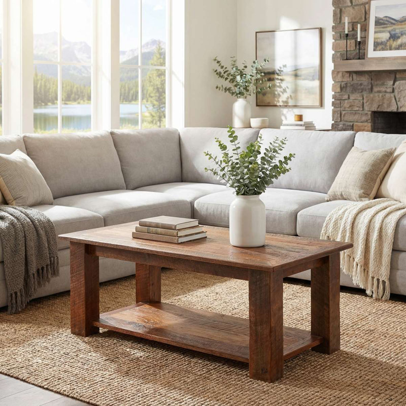 Table basse rectangulaire 40 po x 20 po Fireside Lodge, H 18 po x l 40 po x P 20 po