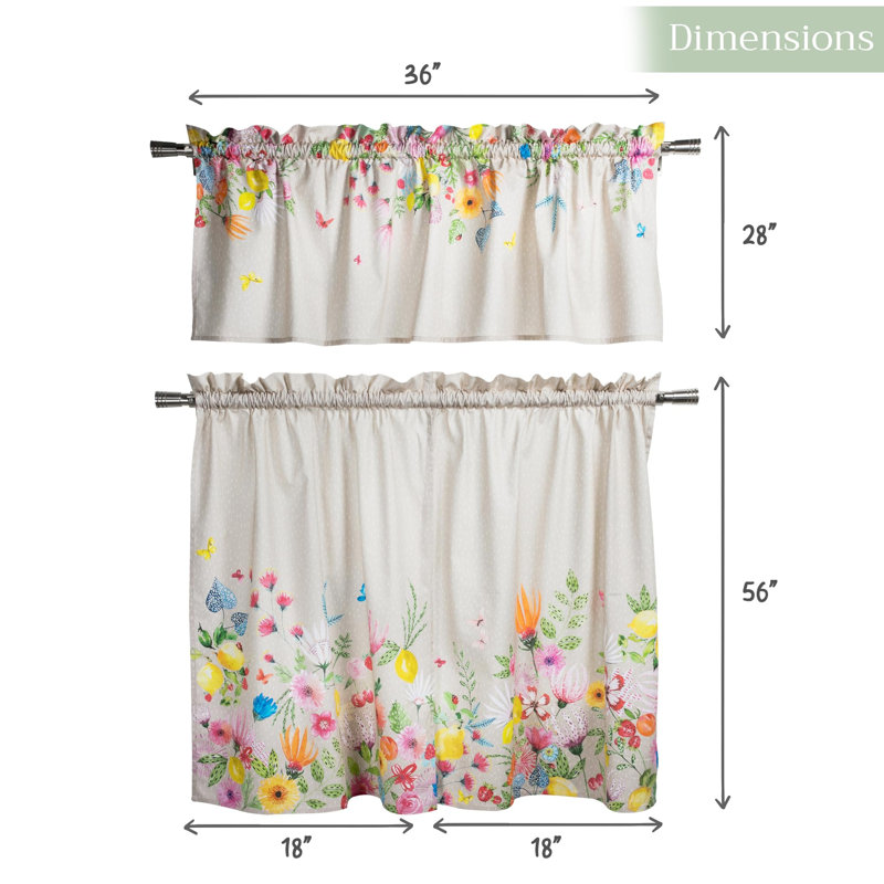 Ensemble de rideaux de cuisine 100% coton Maison d 'Hermine
