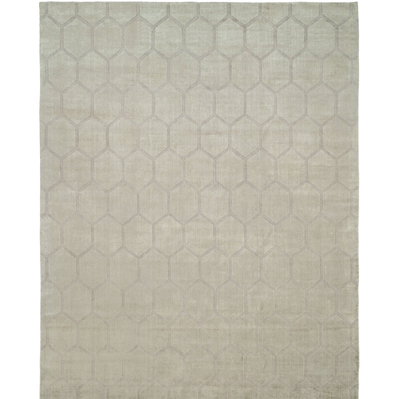 Hand Loomed Geometric Area Rug in Beige, Rectangle 3'6" x 5'6"