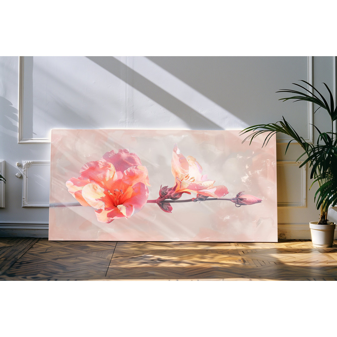 Wandbild 120x60cm Blume Blüte Rosa Pastelltöne Pastellfarben