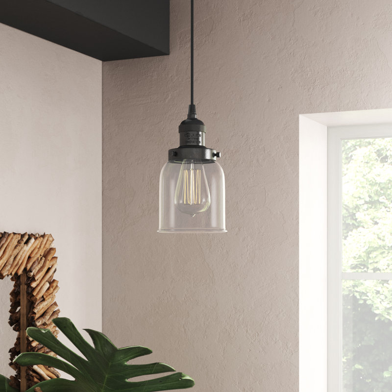Odonnell 1-Light Dimmable Metal Single Pendant, Clear, Oil Rubbed Bronze