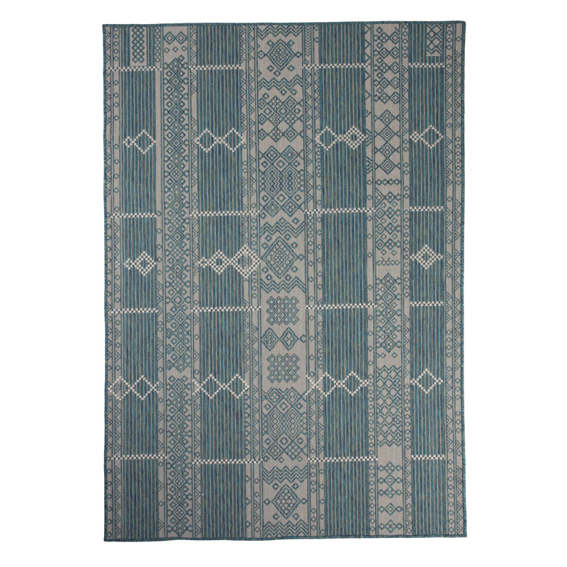 Tapis décoratif géométrique/gris d’intérieur/extérieur Walraven, Rectangle 7 pi 10 po x 10 pi