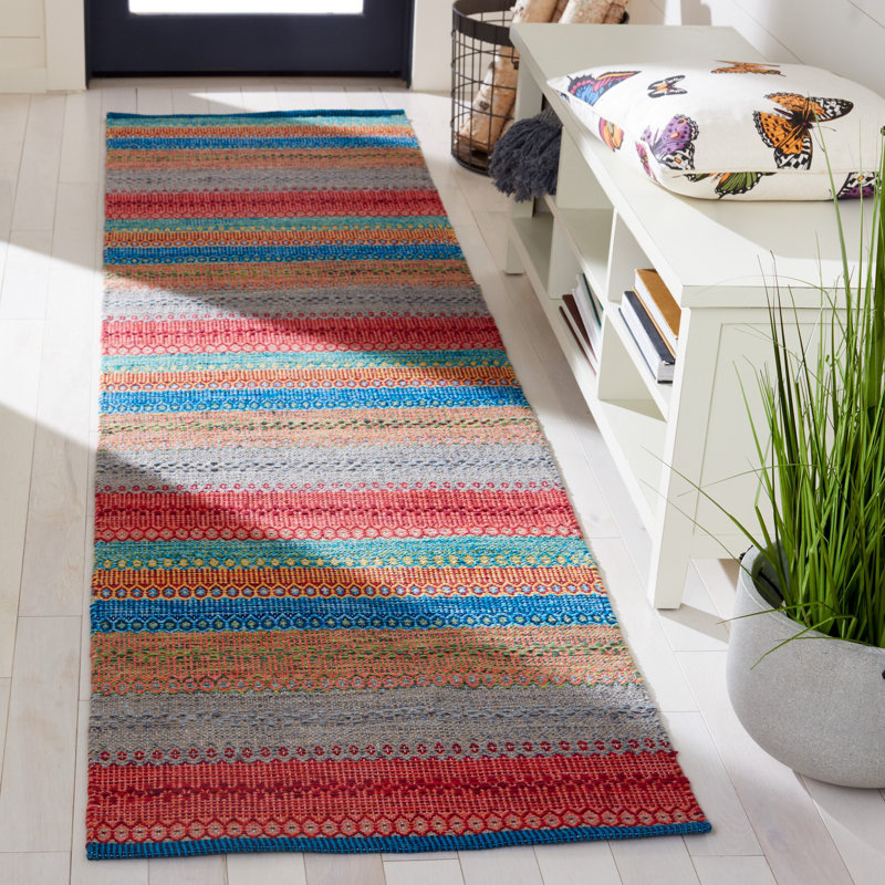 Indyana Flat Weave Cotton Geometric Rug, Runner 2'3" x 9'