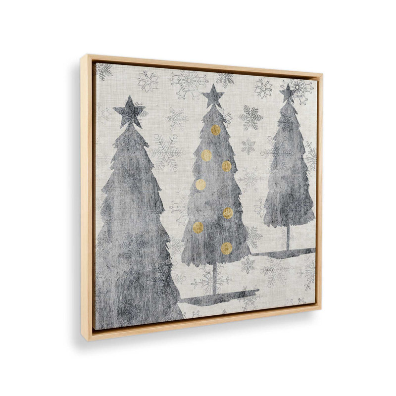 «Festive Silver Trees», reproduction sur toile, H 32,75 po x l 32,75 po x P 1,75 po, Encadrement brun