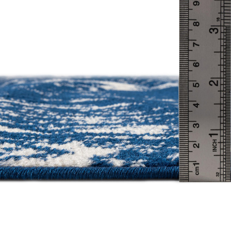 Tapis bleu marine / blanc Gusman Southwestern, Tapis de couloir 2 pi x 6 pi