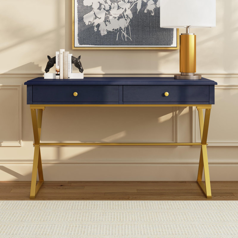 Bureau de 47,5 po avec deux tiroirs de rangement Abbeville, Bleu marine
