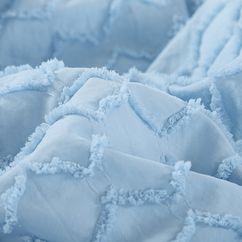 Ensemble d'édredon en jacquard et capitonné Suniya, Édredon pour lit simple + 1 taie décorative stan, Bleu clair