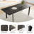 78.7 In. Gray Marble Pattern Rectangular Extendable Modern Dining Table For 6-8 With Black Metal Legs