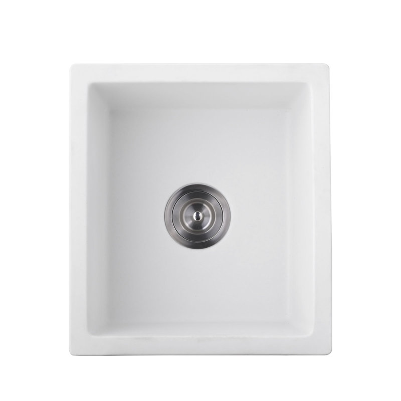 Quartz Undermount Sink - 18" L X 16" W Rust & Modern Design With Strainer And Grid Elegant Comes With Bottom For Style