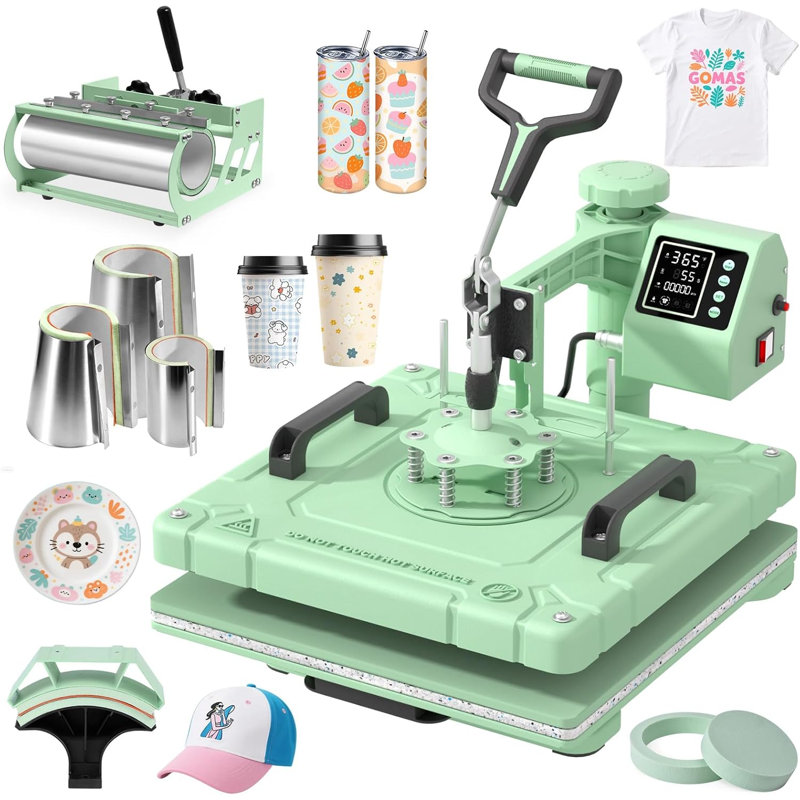 Machine à presser la chaleur 8 en 1 Suteck, Combo de sublimation par transfert de chaleur pivotant à 360 degrés 15 po x 15 po