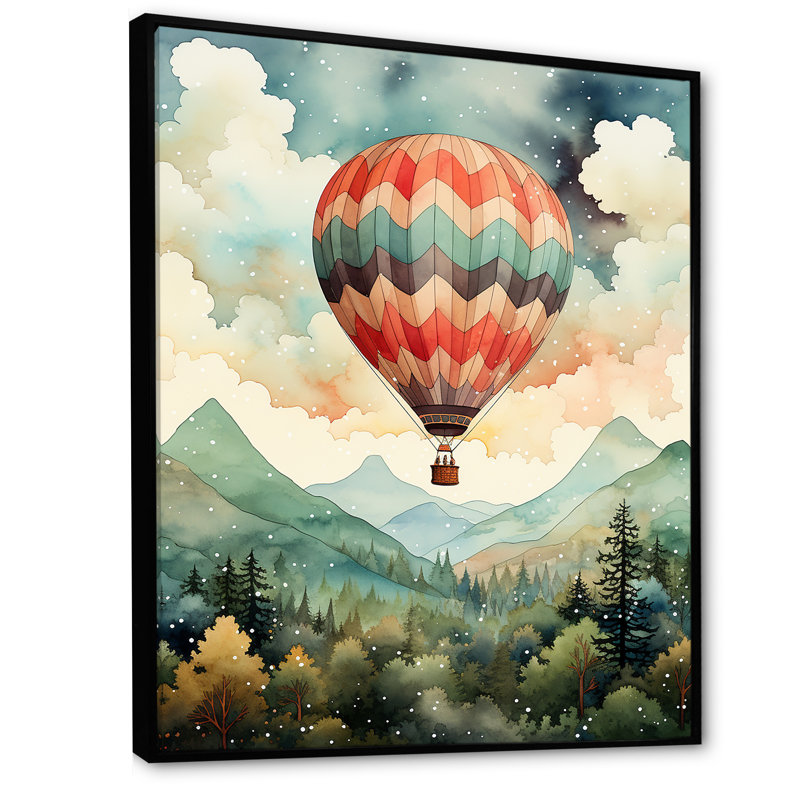 Charme classique de montgolfière - salon d'art mural en montgolfière, Cadre flottant noir, H 20 po x l 12 po x P 1 po