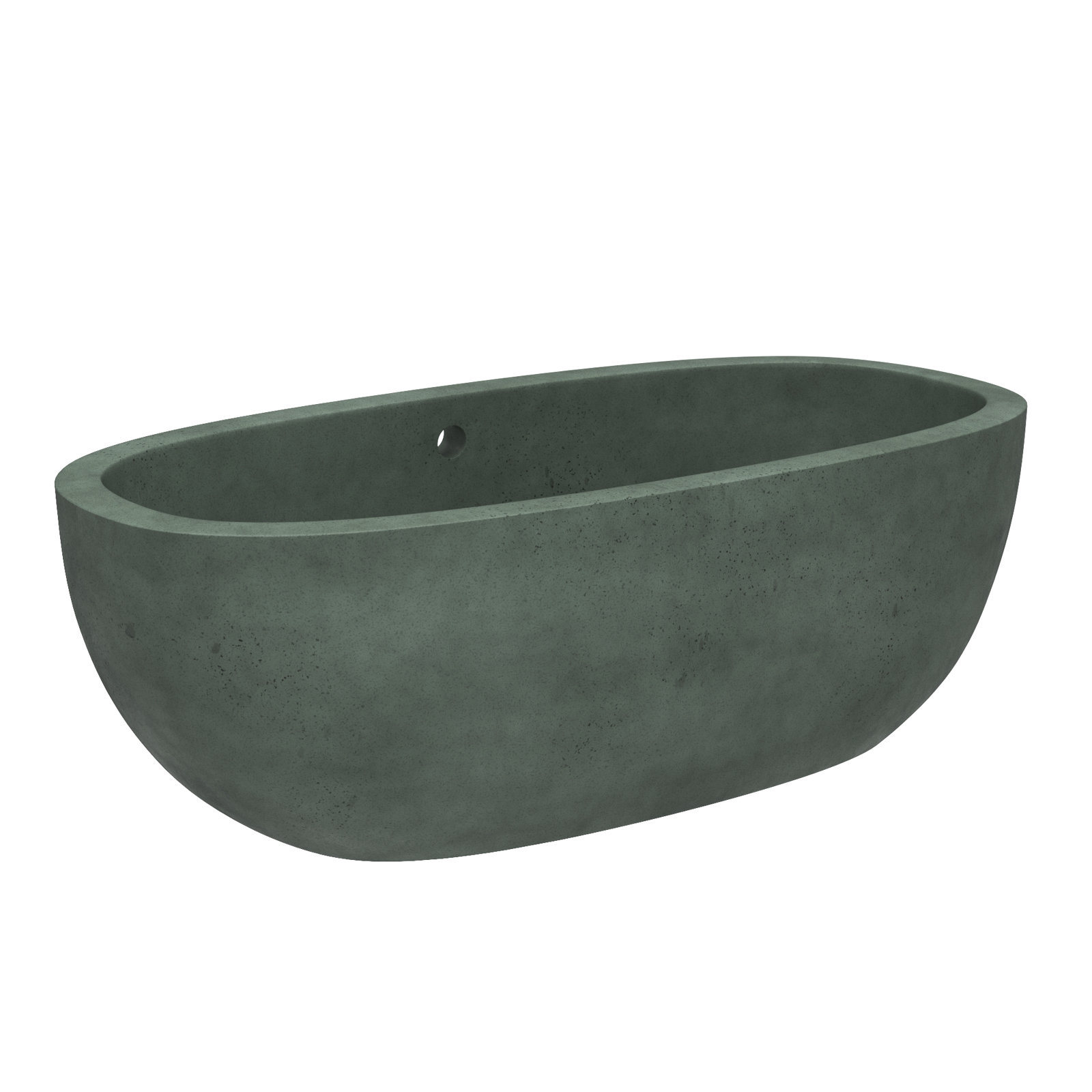 Avalon NativeStone Concrete Freestanding Oval Soaking Bathtub, 23" H x 36" W x 72" L, Forest