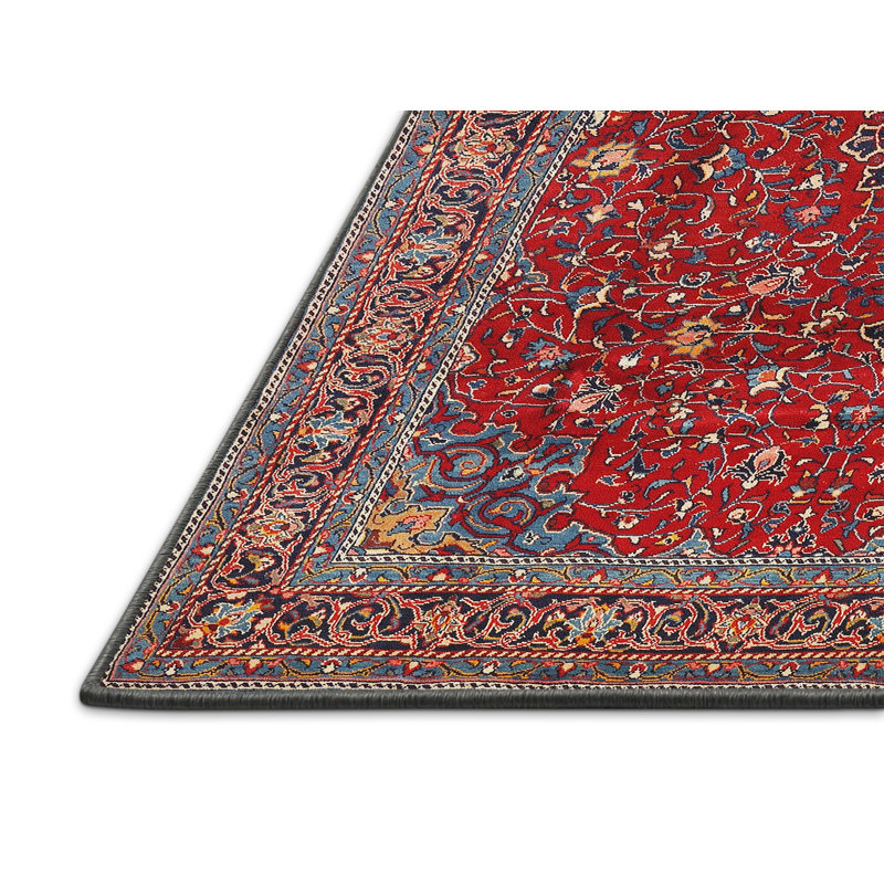 Tapis traditionnel rouge / brun Fyre, Rectangle 4 pi x 6 pi