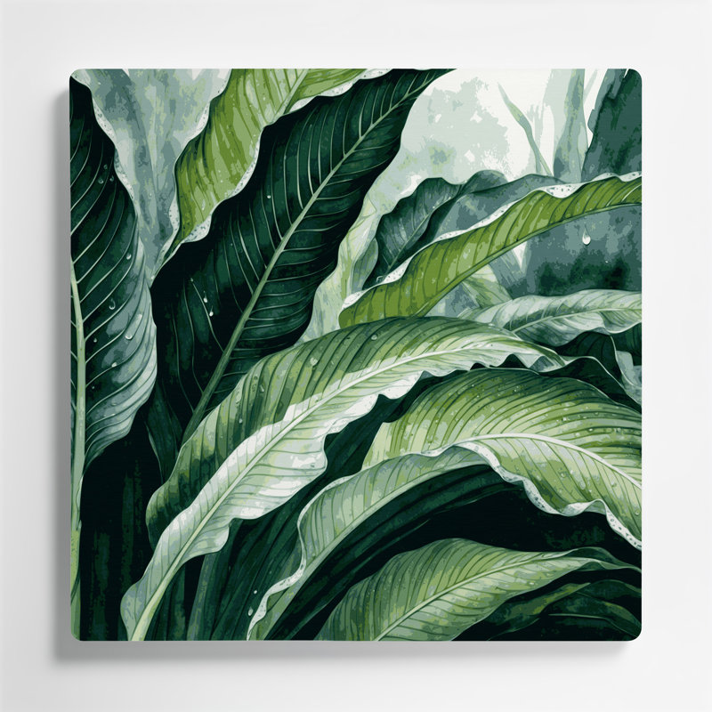 «Botanical Alocasia», art mural en métal vert, H 384 po x l 384 po x P 0,05 po