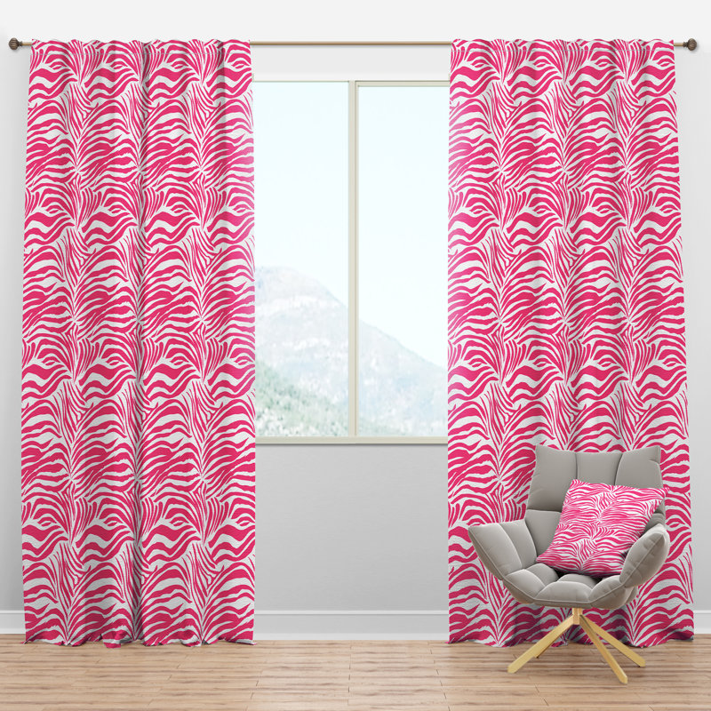 Glamour Zebra Animal Pattern - Mid-Century Velvet Curtain - Room darkening - 1 panel, 52"W x 63"L