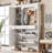 54.7" Hall Tree with Integrated Shoe Cabinet and Mirrored Cabinet Door, Coat Hanger, Entryway Bench, 4-in-1 Design, 2 Flip Drawers, 4 Hooks and 2 Cabinets for Entrance,Living Room