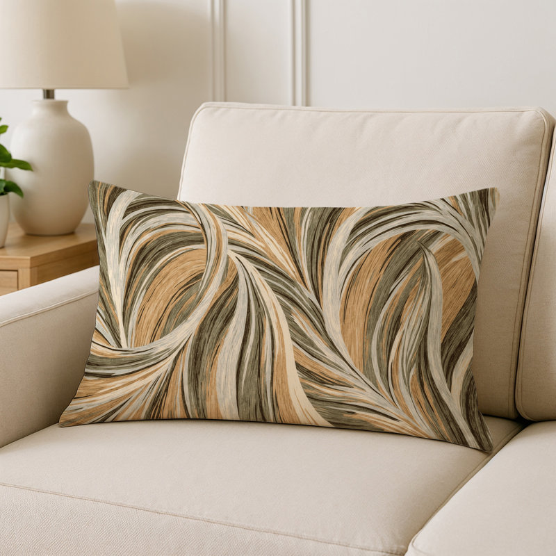 Coussin d'intérieur et d'extérieur, Rectangulaire H 25 po x l 18 po, Abstrait plage beige