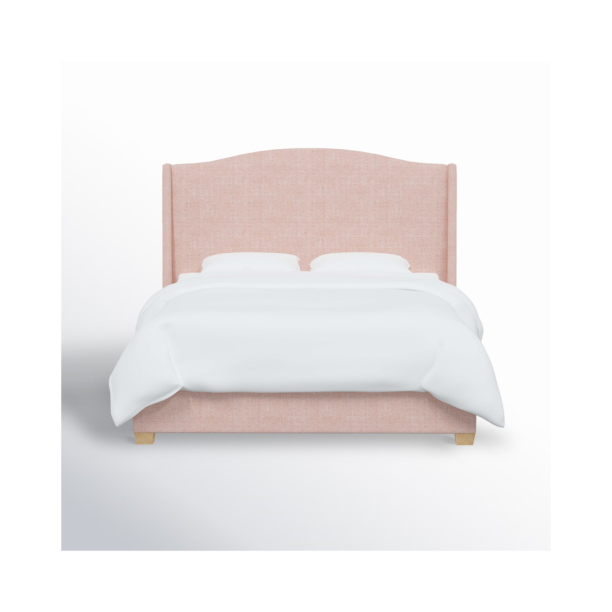 Allis Upholstered Wingback Bed, Full, Zuma Rosequartz Textured Linen