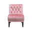 Chaise d'appoint moderne en velours rose avec pieds en bois - Bureau confortable en mousse épaisse pour la chambre à coucher-1584814202