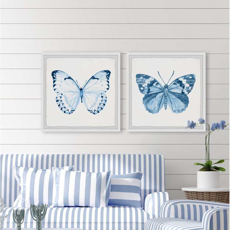 Breaux Springtime Butterflies by Marmont Hill - 2 Piece Single Picture Frame Painting, 61cm H x 122cm W x 3.81cm D