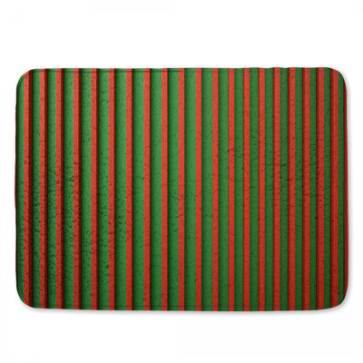 Tapis de bain vert et rouge à rayures verticales