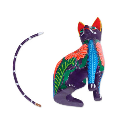 Figurine alebrije en bois féline gracieuse Emington