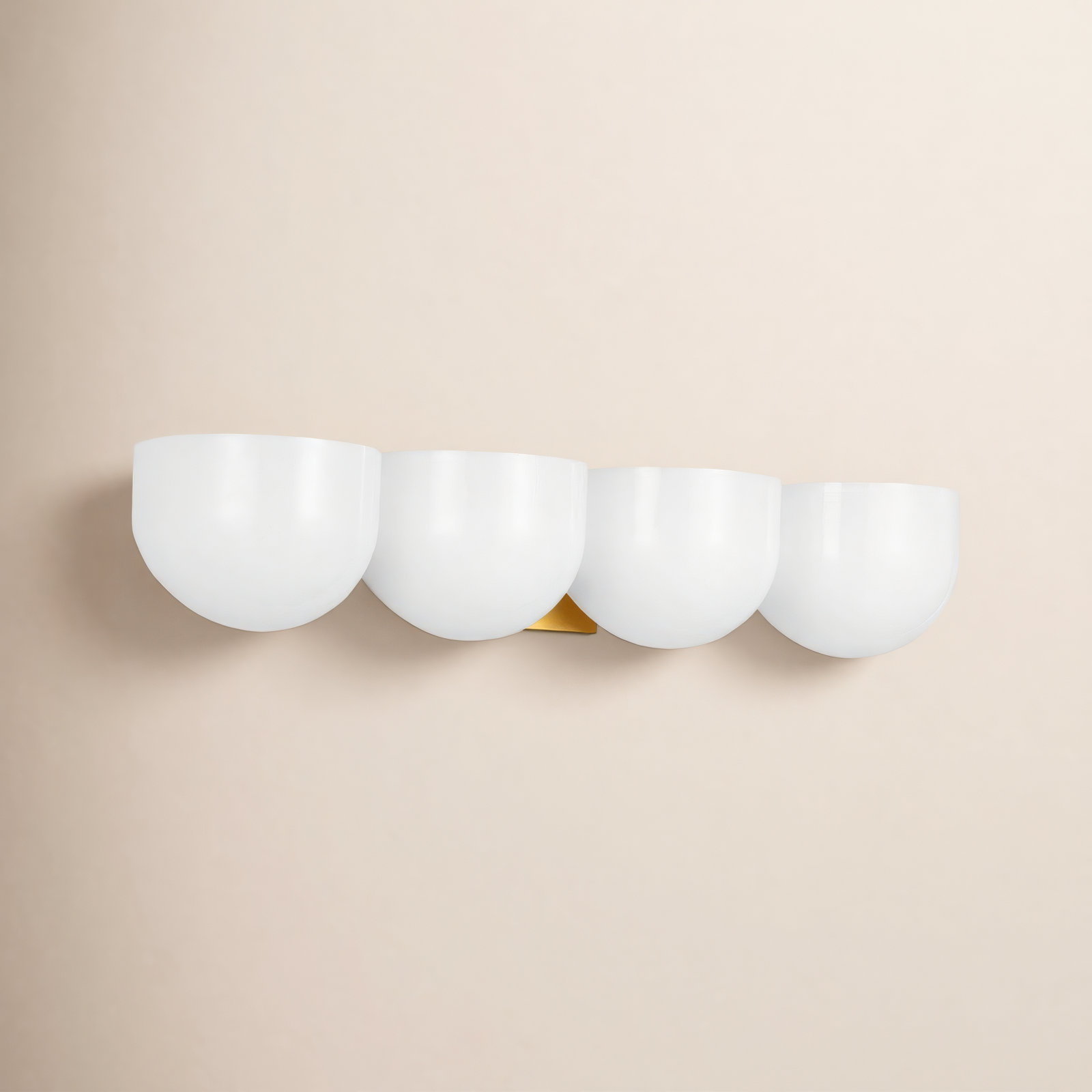 4 Light Frosted Dimmable Vanity Light, Brushed Brass