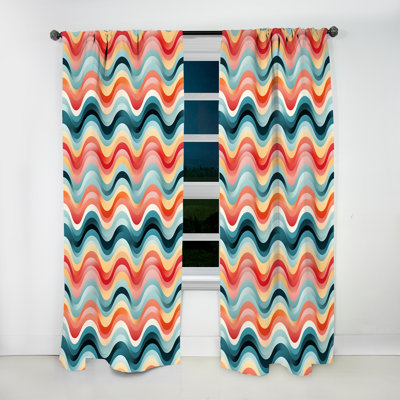 Colorful Geometric Whirls Chevron Pattern - Chevron Curtain - Velvet Room Darkening - 1 Panel