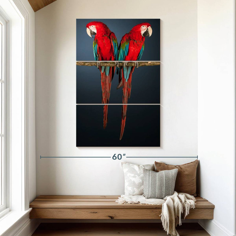 Brampt Red Green Macaws, 50" H x 32" W