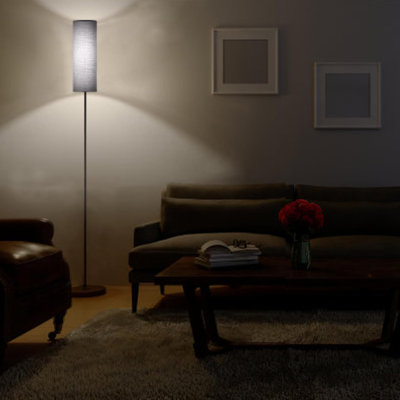 Modern LED Floor Lamp With Linen Shade, Iron Pole & Foot Switch, Tall Standing Lamp For Living Room, Bedroom, Office, Dining Room, Kitchen (Includes Bulb)