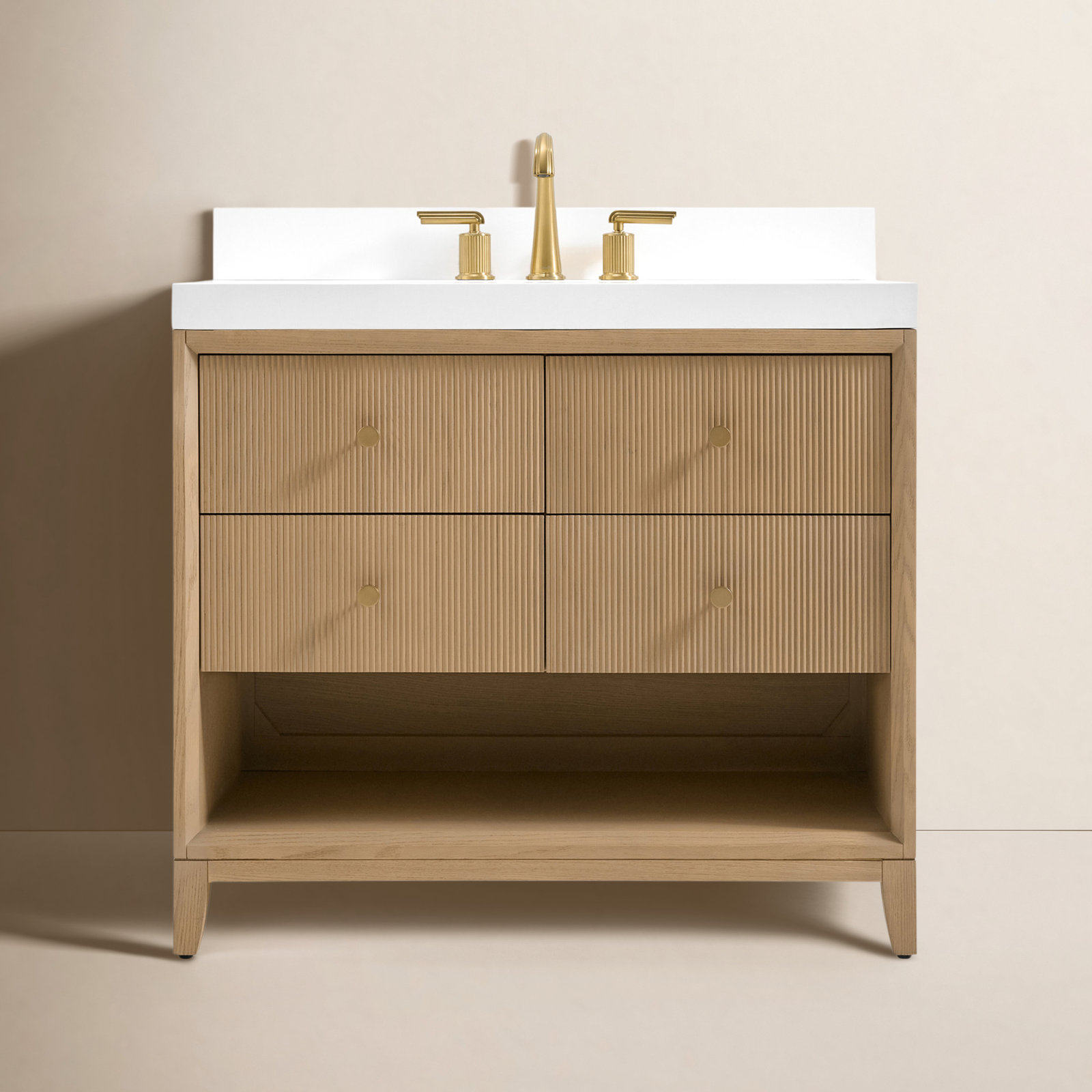 Momo Oak Single Bathroom Vanity, Oak, 36"