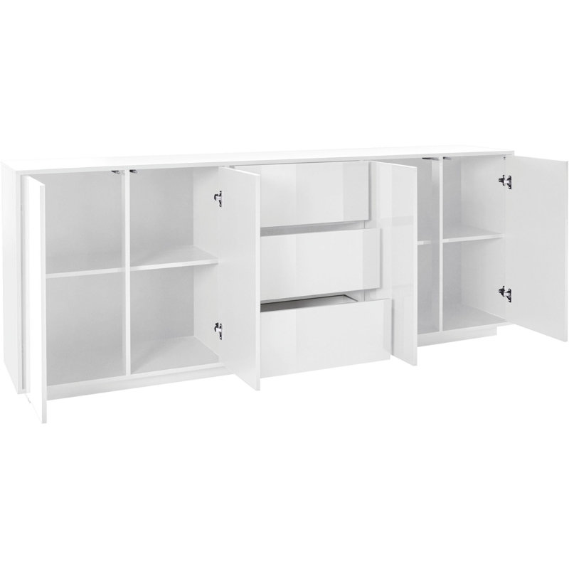 Emina 220cm Sideboard, White Glossy