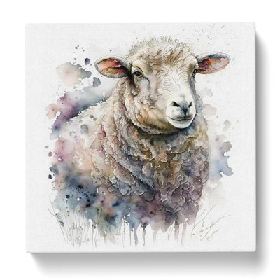Sheep Watercolour - Wrapped Canvas