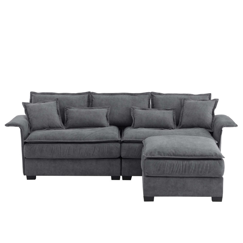 3 - Piece Upholstered Sectional, Beige Tech Cloth