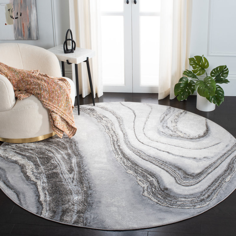 Tapis gris / ivoire Arva, Rond 8 pi