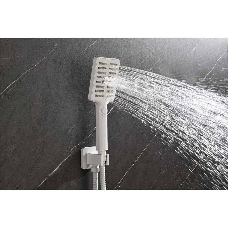 Dual Function Complete Shower System with Rough in-Valve, White