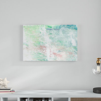 «Roses in the Park», reproduction de peinture acrylique sur toile tendue en vert / bleu