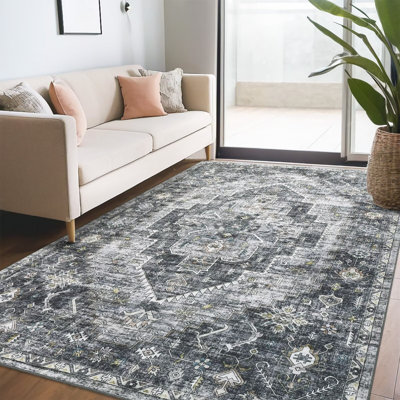 Tapis de chambre à coucher à motif floral antidérapant pour salon Boho