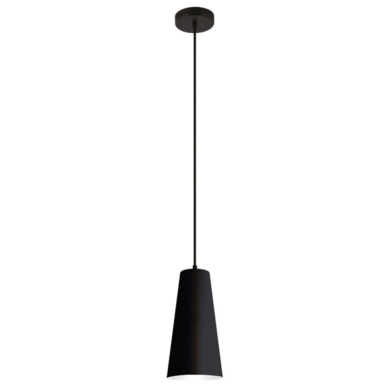 Deandra Single Light Metal Dimmable Pendant, Structured Black
