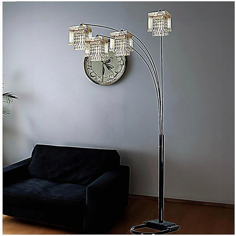 Lampe sur pied arquée en cristal Gold, Or/noir