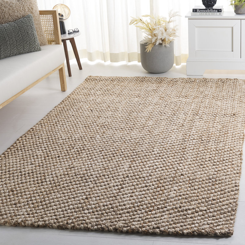 Natural Fiber Handwoven Jute Abstract Rug, Rectangle 5' x 8'