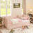 Daybed With Trundle, Sofa Bed, No Box Spring Needed, USB Port, Adorable Wave Shaped, Linen Fabric-319719843-326298026