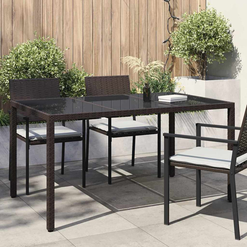 Table de salle à manger de jardin 35,4 po en rotin de polyester, Brun, H 29,5 po x L 59,1 po x l 35,4 po