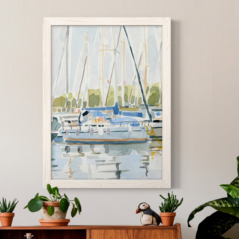 By The Bay II, toile encadrée de qualité supérieure - prête à être accrochée, Blanc, H 44 po x l 31 po x P 1 po