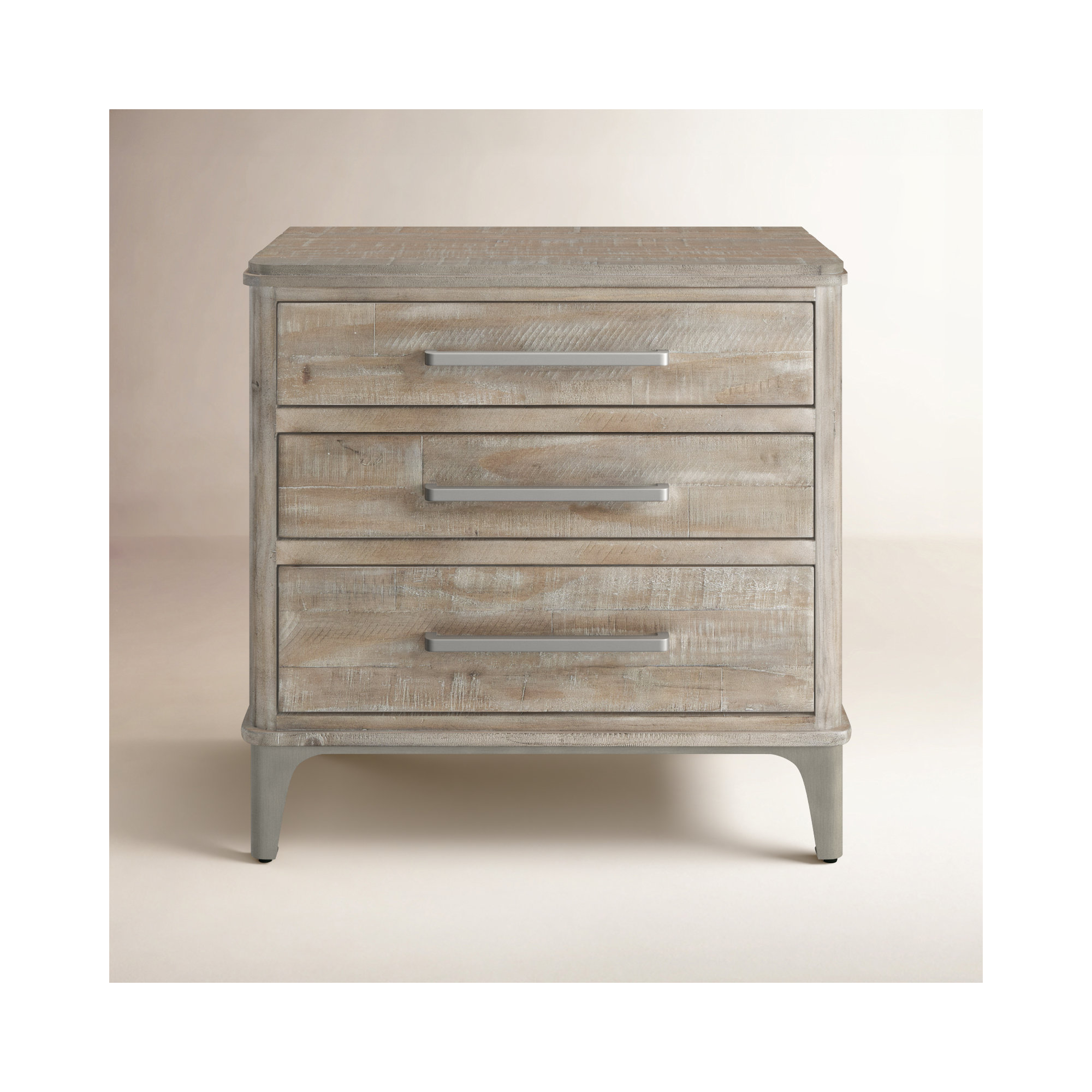 Mauve 3 - Drawer Nightstand, Gray/Taupe