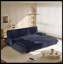 Canapé-lit convertible 3 en 1 de 94,5 po pour très grand lit, canapé-lit multifonctionnel en velours côtelé - bleu-868907200-868907205