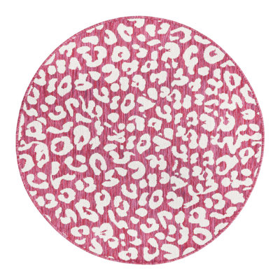 Magenta/Ivory Indoor/Outdoor Rug