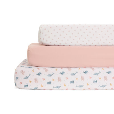 Organic Cotton Fitted Crib Sheets, 3-Pack for Boys & Girls - Brushed for a Soft and Gentle Feel - Patterned Prints & Solids