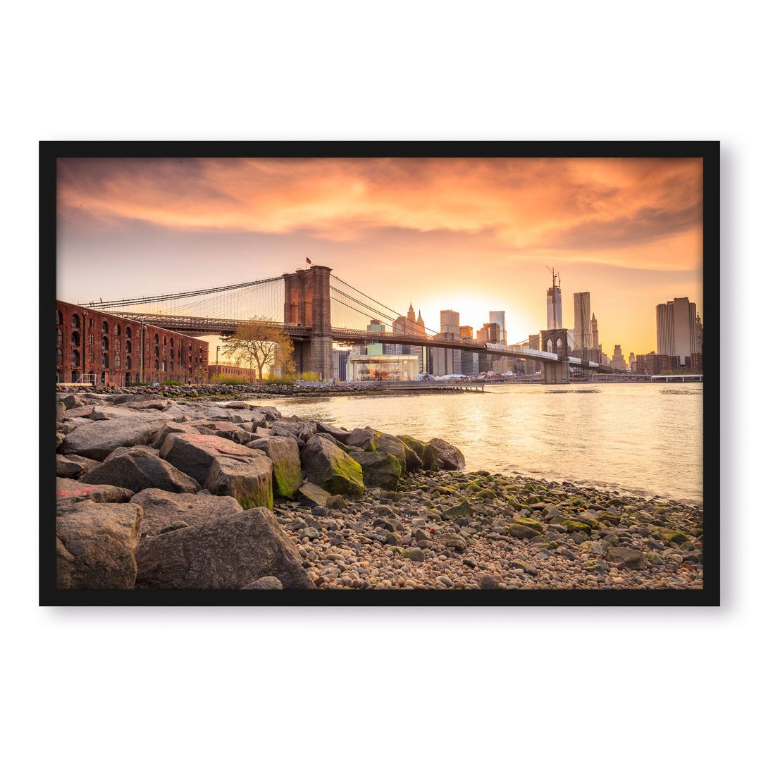 Gerahmtes Poster Brooklyn Bridge Sonnenuntergang